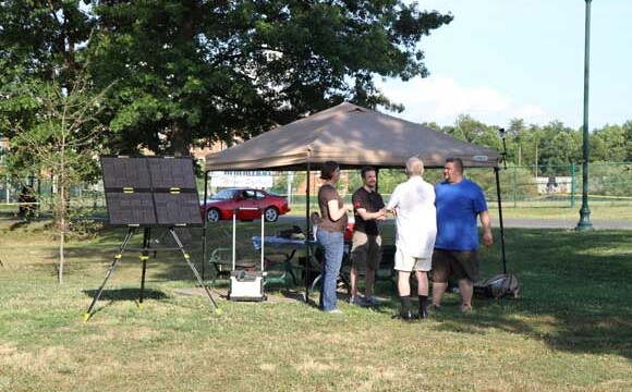 Jeremy, KF7IJZ, Craig, K4GOR, David Wilburn, KK4JQQ new ham,
and friend Field-Day-2012-Solar